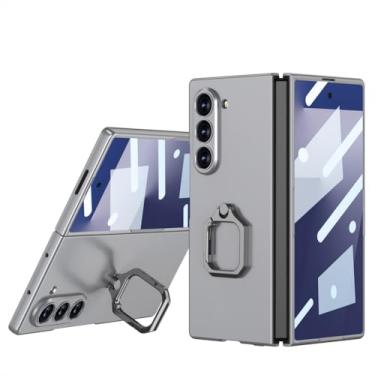 Imagem de LYJSMGZ Capa fosca para Samsung Galaxy Z Fold 7, suporte de anel giratório à prova de choque Slim PC capa protetora de tela completa capas de telefone, cinza, dobra 7