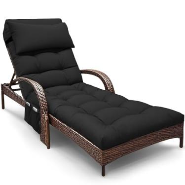 Imagem de Moutosne Almofadas de espreguiçadeira ao ar livre, almofadas de espreguiçadeira para móveis ao ar livre, à prova d'água, com gravidade zero, almofada para cadeira com encosto de cabeça 188 x 53 x 10