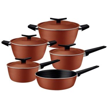 Imagem de Jogo de Panelas Tramontina Spezia 5 Peças em Alumínio Antiaderente Starflon Excellent Coral