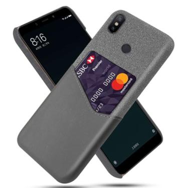 Imagem de Capa para Xiaomi Mi A2,Tela e tampa de couro PU,Antideslizante,360°cobertura completa à prova de choque com 1 slot de cartão atrás,Prevenção de queda-Gray