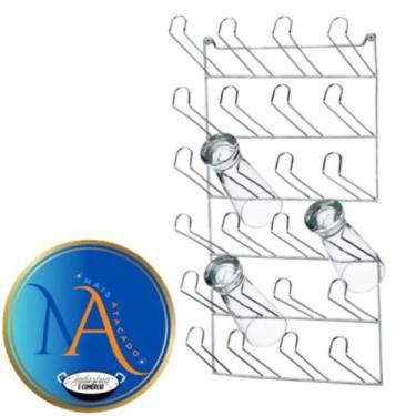 Imagem de Super Escorredor Porta Copos De Parede 20 Lugares Aço Cromado Para Bar