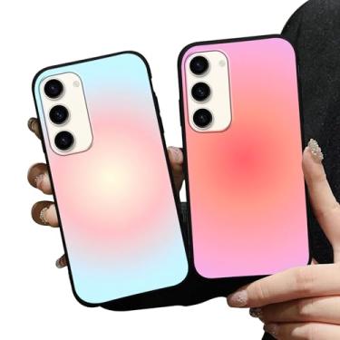 Imagem de Zrutru Pacote com 2 capas de telefone fofas e preppy para Samsung Galaxy S23 5G capa de telefone estética proteção para câmera TPU macio à prova de choque para mulheres meninas capa de telefone Funda