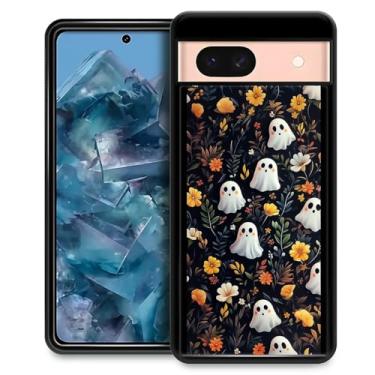 Imagem de TAMEFOX Capa protetora compatível com Google Pixel 8A, fantasma de flores de Halloween, fina, macia, à prova de choque, TPU para mulheres e meninos para Google Pixel 8A