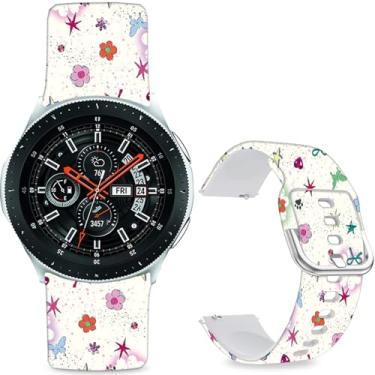 Imagem de Sjiangqiao Pulseiras estampadas com padrão compatíveis com Samsung Galaxy Watch de 46 mm/Watch 3 de 45 mm/Gear S3 Frontier/Classic/Pebble Time/V de silicone de 22 mm para homens e mulheres (grama da