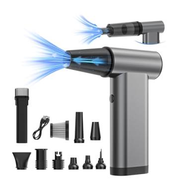 Imagem de Espanador de ar comprimido 3 em 1, aspirador elétrico de 180.000 RPM, ventilador de ar de pó de motor sem escovas de alumínio com lanterna LED, adequado para carro, computador, teclado, limpeza