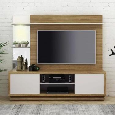 Imagem de Estante Home com Led (p/ TV até 65") Com 2 portas de correr e uma prat