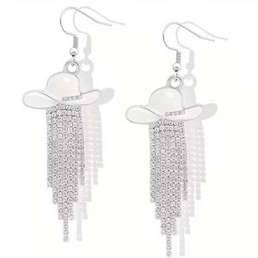 Imagem de Brincos femininos de cowboy ocidental, botas esmaltadas de strass, chapéus, borla, brincos pendentes, acessórios de joias ocidentais, roupas de rodeio para mulheres, Liga de aço, Sem pedra preciosa