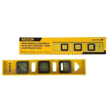 Imagem de Nível De Mão Nivelador Pedreiro 3 Bolhas Régua 30cm Preciso - BomVink