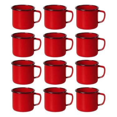 Imagem de Kit 12 Canecas Esmaltadas Rustica 80ml Café Retro Multiuso - STORE SHA