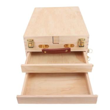 Imagem de Diydeg Caixa de Madeira Pochade, Cavalete de Mesa Ajustável Com 2 Gavetas Deslizantes, Caixa de Esboço de Armazenamento de Arte Portátil para Desenho de Pintura de Tela de 24 Polegadas