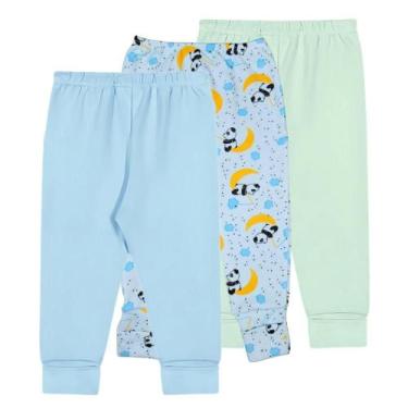 Imagem de Kit Roupa de Bebê 3x Calça Mijão Liso e Estampado Vira Pé - Koala Baby
