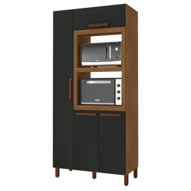 Imagem de Paneleiro Torre Quente Triplo Monza 100cm 2 Fornos 4 Portas - Indékes Freijó/Chumbo