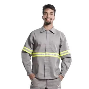 Imagem de Camisa NR10 Manga Longa Faixa refletiva Sitel Neon Cinza