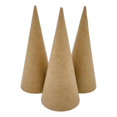 Imagem de Colaxi 3 peças de cones de papel machê, decoração de árvore de Natal, motor fino para artesanato, cones de papelão para pintura, decoração, chapéus de festa, 15cm
