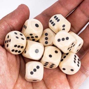 Imagem de HDdais 10Pcs 16mm D6 Dice Set Wooden Standard 6 Sided Dice Set with Round Corner for DND, RPG,Table Board Game or Teaching Math