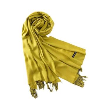 Imagem de Xale de Caxemira Longo Feminino - Cor Sólida, Hijab, Pashmina com Borl
