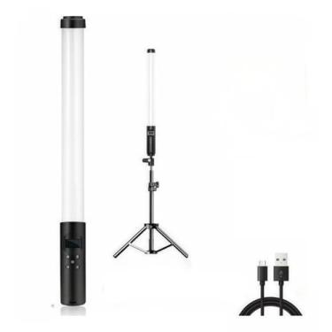 Imagem de Bastão de Luz LED Portátil RGB com Tripé 2m e Controle Remoto – Iluminação Profissional para Vídeo, Fotos e Maquiagem(Bastão Branca + Tripe 2 Metros)
