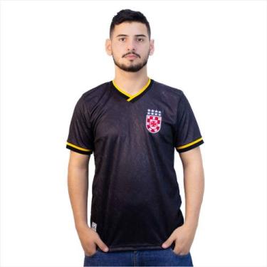Imagem de Camisa Retrô Vasco Jacquard Masculina Oficial - Retro Mania, G, Preto