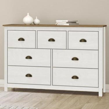 Imagem de Cômoda Para Quarto 125cm 7 Gavetas Lázio Branco/Freijó F07 - Mpozenato