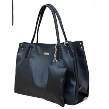 Imagem de Kit 3 Peças Bolsa Grande, Bolsinha Média Transversal e Carteira Feminina Com Alça Trançada Necessaire Conjunto