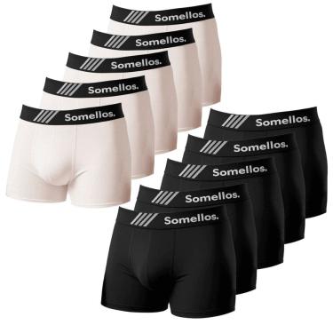 Imagem de Kit Combo10 Cueca Boxer Branca e Preta Microfibra Somellos