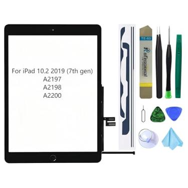 Imagem de Dedia Tela sensível ao toque preta para iPad 7 7ª geração 2019 10,2 polegadas (A2197 A2198 A2200) com botão Home para agências de manutenção profissional