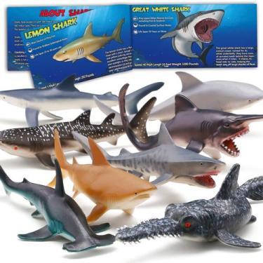 Imagem de Pacote com 8 brinquedos Shark Toys Yeonha com livreto educacional para