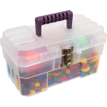 Imagem de Akro-Mils 09514CFT ProBox Caixa de ferramentas de armazenamento médico ou artesanal de 35,5 cm com bandeja removível, 35,5 cm x 20,5 cm x 20,3 cm, transparente