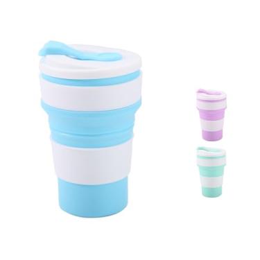 Imagem de Genérico, Copo de Silicone Dobrável com Tampa, Retrátil, 350ml (Azul)