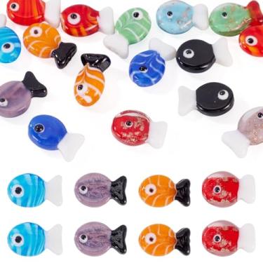Imagem de Spritewelry Lampwork Contas de Peixe de Vidro Coloridas Oceano Dourado para Fazer Joias 20 Peças Gradiente Desenho 3D Contas de Peixe para Pulseiras DIY Colares Artesanato