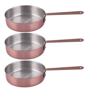 Imagem de Kit 3 Mini Frigideira Inox Servir Decorar Panelinha 11,5Cm