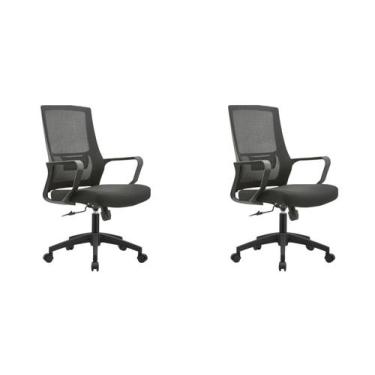 Imagem de KIT Cadeira de Escritório Diretor Crown Preta - Inova Office, 2 Cadeir