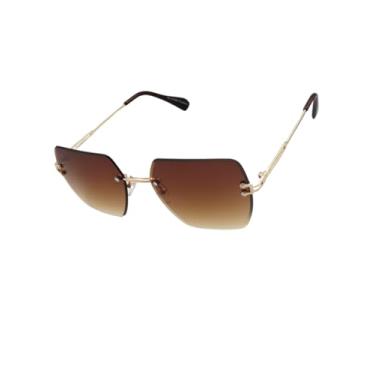 Imagem de Óculos de Sol Quadrado Grande Premium Blogueira UV400 Unisex Feminino Masculino - Modelo Capri - Cacife Brand (Marrom Degradê)