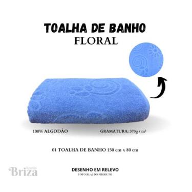 Imagem de Toalha de Banho Briza 100% Algodão Banhão (0,80 X 1,50m) Floral - Azul
