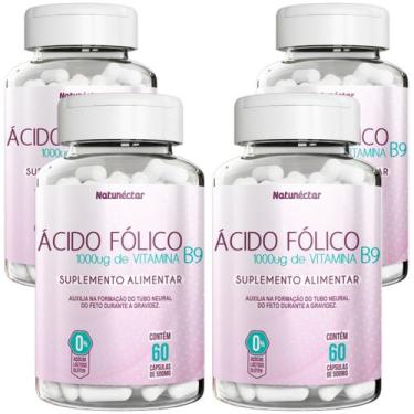 Imagem de Combo 4 Ácido Fólico Gestante Vitamina B9 60 Cápsulas Cada Natunéctar