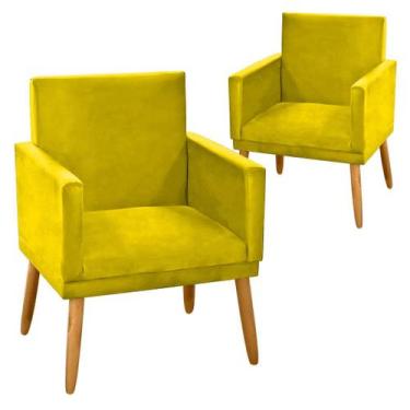 Imagem de Kit 2 Poltronas Nina CR suede amarelo para leitura - JBL ESTOFADOS