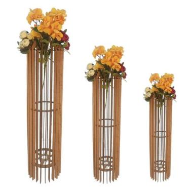Imagem de Vaso de Chão Decorativo Grande MDF PENEDO - LENOBRE, MDF CRU, Kit com 