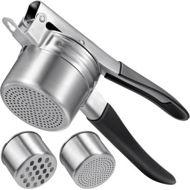 Imagem de Espremedor de batatas Sopito de aço inoxidável com 2 copos intercambiáveis para purê de batatas, utensílio de cozinha resistente para uso doméstico