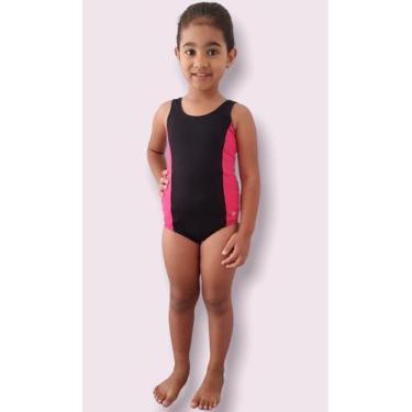 Imagem de Maiô Infantil Bicolor Natação - Suport Fitness, Feminino, Preto, Pink,