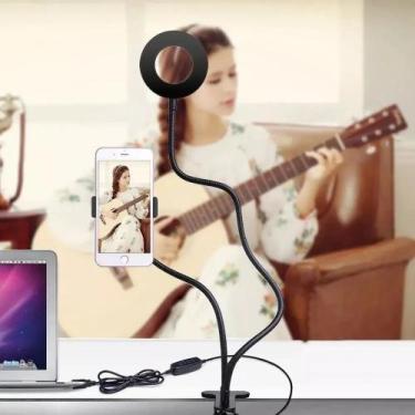 Imagem de Selfie Ring Light Mesa Flexível Live Pro Com Suporte Celular - DS