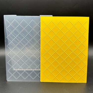 Imagem de Modelo de pasta em relevo de plástico 3D, textura de linhas de grade, tamanho A6 para fazer cartões, faça você mesmo, scrapbook, papel, artesanato, artesanato, scrapbook, artes, decoração