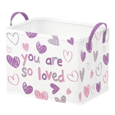 Imagem de Cesta de presente Hamper Runtoo Pink Heart Storage Girls Baby