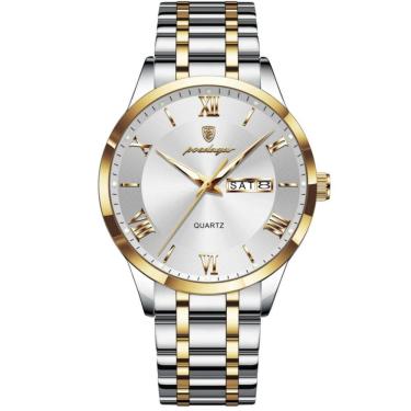 Imagem de Relógio masculino analógico quartzo á prova d´agua em aço inoxidável