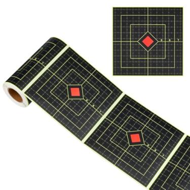 Imagem de MAYJOYDIY 100 adesivos quadrados de tiro para alvos, papel reativo de 15 cm, papel autoadesivo para tiro, arco de tiro com arco, treinamento de prática