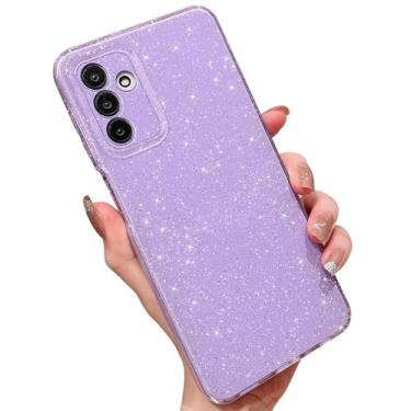 Imagem de MINSCOSE Capa compatível com Samsung Galaxy A13 5G, linda capa brilhante de TPU à prova de choque fina com glitter brilhante para mulheres e meninas para Galaxy A13 6,5 POLEGADAS-Roxo