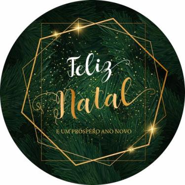 Imagem de Painel de Tecido Sublimado Redondo Feliz Natal Folhagens c/ Elástico -