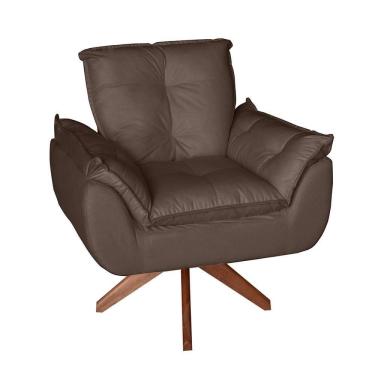 Imagem de Poltrona Cadeira Glamour Opala Com Base Giratória 30cm Em Madeira marrom