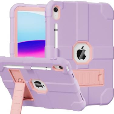 Imagem de Stweap Capa para iPad (A16) 11ª geração 11 polegadas 2025 / iPad 10ª geração 10,9 polegadas 2022, capa protetora resistente resistente [suporte de lápis embutido] para iPad 11/10 Gen (roxo berinjela)