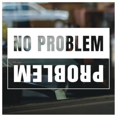 Imagem de Adesivo de sinal sem problemas preto e branco com citação engraçada decalque para janela, capacete, artesanato faça-você-mesmo, durável, à prova d'água, vinil 12 x 7 cm