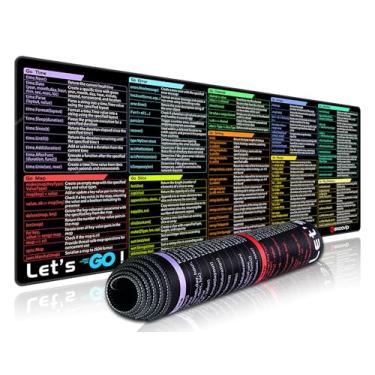 Imagem de excovip Commands Shortcuts Mouse Pad para GO - Folha de dicas grande estendida mousepad PC escritório planilha teclado mouse pad antiderrapante borda costurada 79.8 x 29.7x0.2 cm 0492